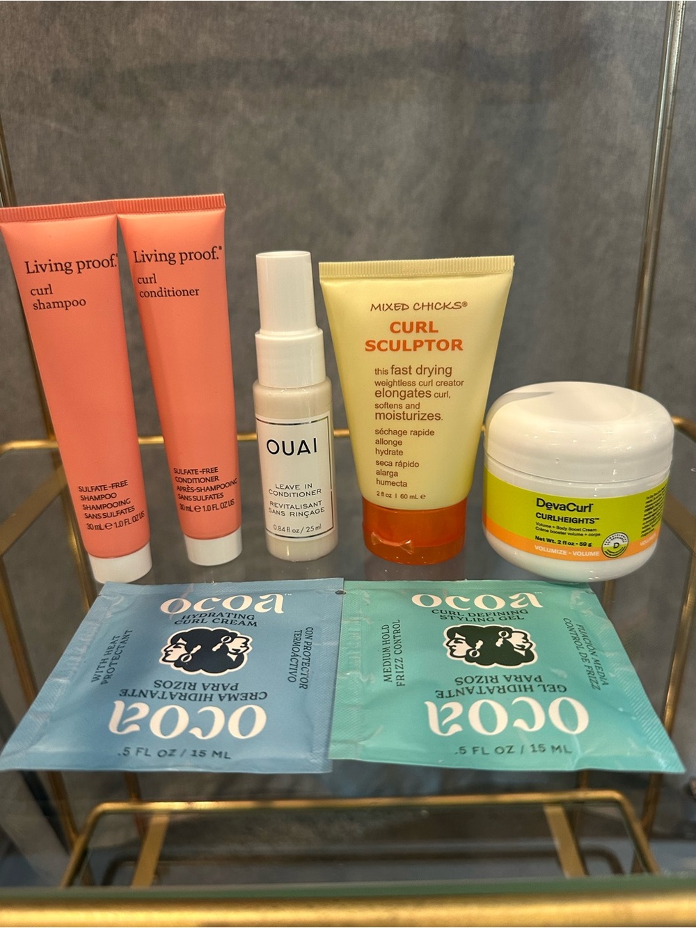 Curly Hair Sample Lot 2 Living Proof, OUAI, DevaCurl, Mixed Chicks, Ocoa 7 Items